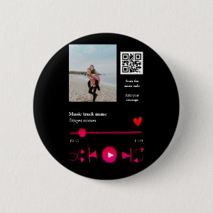 Chapa Redonda De 5 Cm Reproductor de música pareja personalizada código