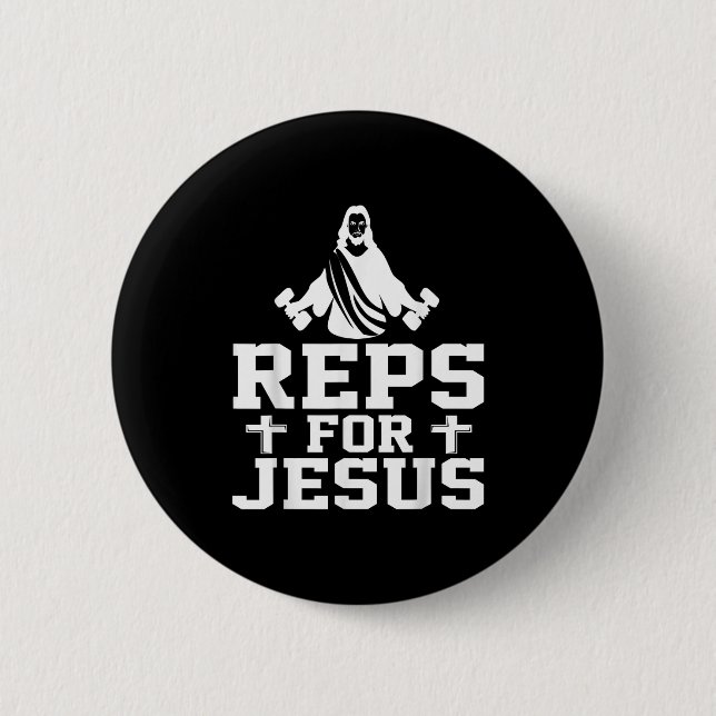 Chapa Redonda De 5 Cm Reps For Jesus Funny Christian Gym Fitness Biceps  (Anverso)