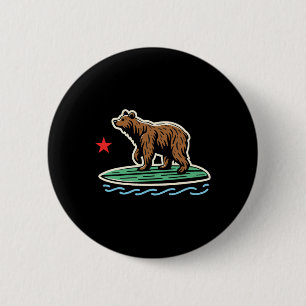 Chapa Redonda De 5 Cm Republica de California Playa Oso Tabla de Surf Su