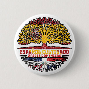 Chapa Redonda De 5 Cm República Dominicana España Bandera de raíces de á