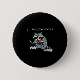 Chapa Redonda De 5 Cm Requiero libros mapache divertido lectura libro hu