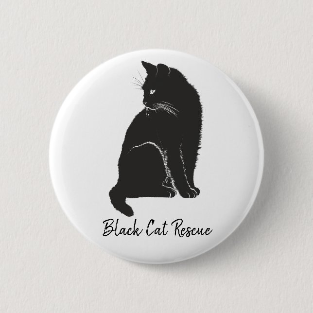 Chapa Redonda De 5 Cm Rescate de gato negro (Anverso)