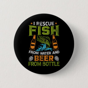 Chapa Redonda De 5 Cm Rescato Pescado Del Agua Y Cerveza De Botellas - O