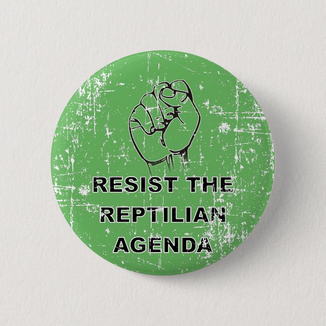 Chapa Redonda De 5 Cm Resist The Reptilian Agenda (Anverso)