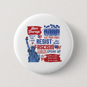 Chapa Redonda De 5 Cm Resista Fascismo Activista liberal Anti-Trump 4.º 