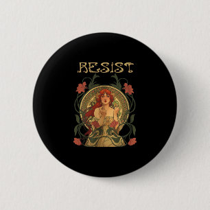 Chapa Redonda De 5 Cm Resistir Art Nouveau Mucha Anti-trump Mujeres Femi