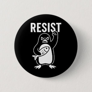 Chapa Redonda De 5 Cm Resistir el activismo pingüino protesta Grunge Sty