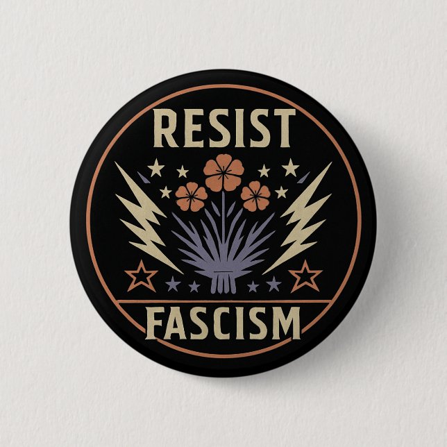 CHAPA REDONDA DE 5 CM RESISTIR EL FASCISMO (Anverso)