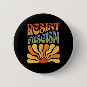 Chapa Redonda De 5 Cm Resistir el fascismo retro boho Feminist Pro Choic