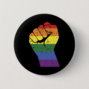 Chapa Redonda De 5 Cm Resistir el puño retro mano arco iris Gay Lgbt Pri