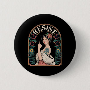 Chapa Redonda De 5 Cm Resistir Nouveau Mucha Mujeres Feministas Anti-tru