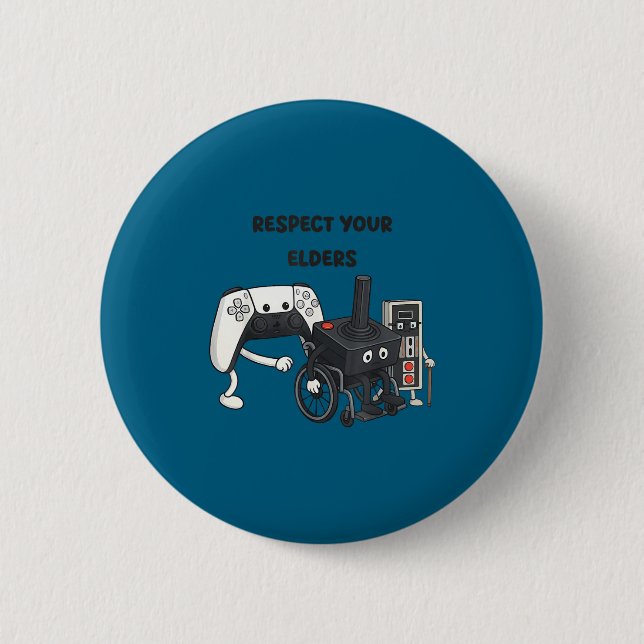 Chapa Redonda De 5 Cm Respect Your Elders Funny Gaming 80s Style Old New (Anverso)