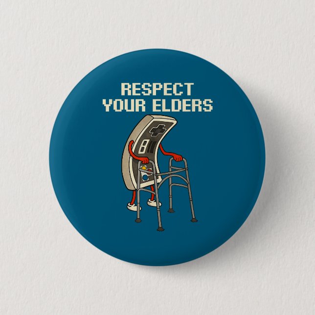 Chapa Redonda De 5 Cm Respect Your Elders Retro Gaming Funny Gamer Contr (Anverso)