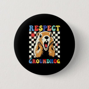Chapa Redonda De 5 Cm Respetar la marmota divertida marmota niños retro