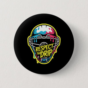 Chapa Redonda De 5 Cm Respetar La Máscara De Portero De Hockey Drip Hock