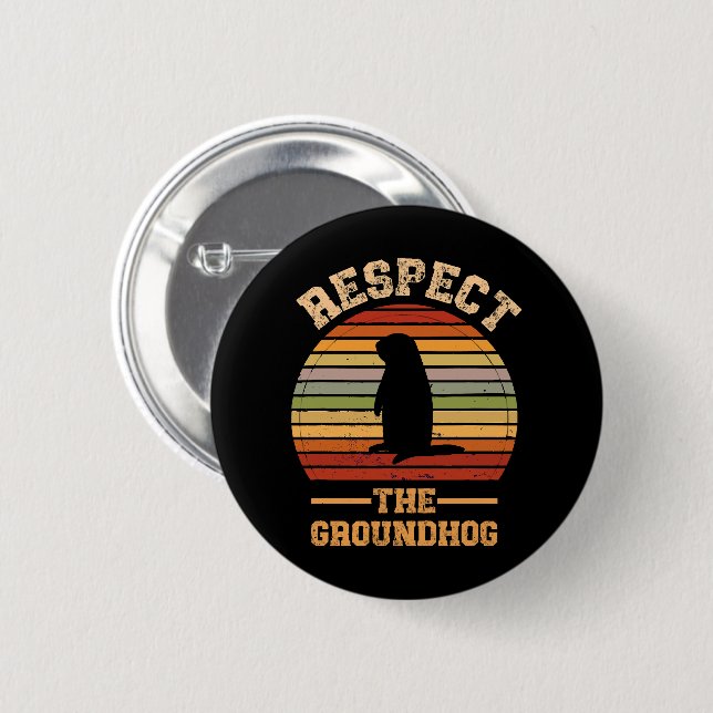 Chapa Redonda De 5 Cm Respeto a la festividad de Groundhog (Anverso y reverso)