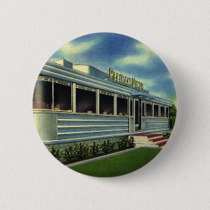 Chapa Redonda De 5 Cm Restaurante Retro Clásico Vintage Pelican Diner de