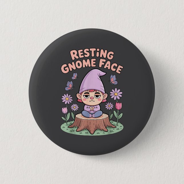 Chapa Redonda De 5 Cm Resting Gnome Face Cute Funny Christmas Kawaii Car (Anverso)