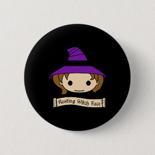 Chapa Redonda De 5 Cm Resting Witch Face Costume Halloween