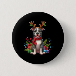 Chapa Redonda De 5 Cm Resto de Pitbull Santa Hat Xmas Navidades alumbrad