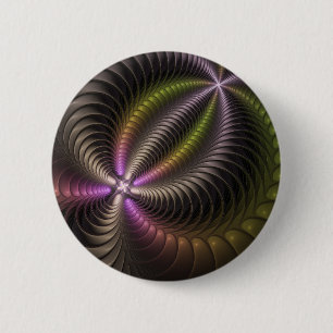 Chapa Redonda De 5 Cm Resumen brillante Trippy Colorido arte fractal 3D