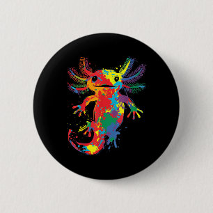 Chapa Redonda De 5 Cm Resumen colorido de la pintura de Axolotl Mot gráf
