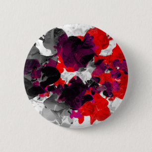 Chapa Redonda De 5 Cm Resumen de diseño floral - rojo y púrpura sobre bl