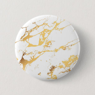 Chapa Redonda De 5 Cm Resumen de pintura acrílica de color blanco y oro