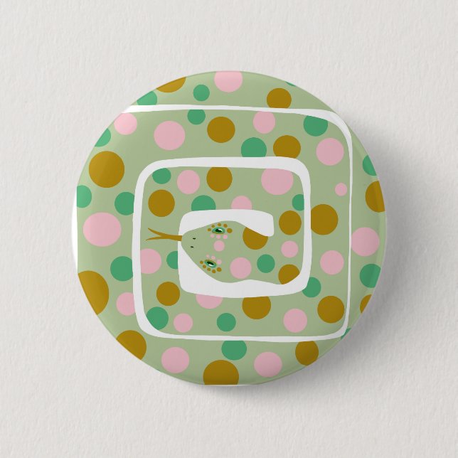 Chapa Redonda De 5 Cm Resumen divertido rosa y verde sobre la serpiente  (Anverso)