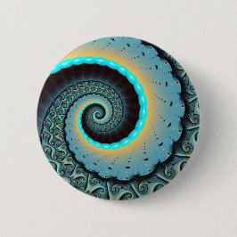 Chapa Redonda De 5 Cm Resumen Naranja azul turquesa espiral de arte frac