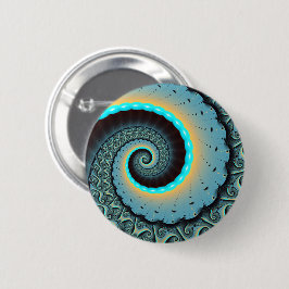 Chapa Redonda De 5 Cm Resumen Naranja azul turquesa espiral de arte frac