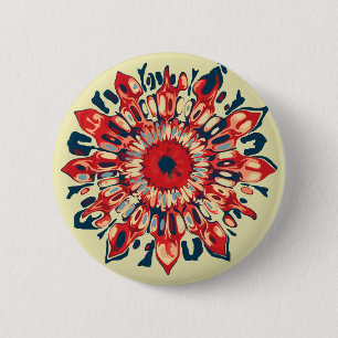 Chapa Redonda De 5 Cm Resumen SUN FLOWER - azul rojo + tu trasero.