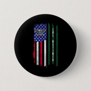 Chapa Redonda De 5 Cm Retirado O6 Coronel Col Rank American Flag Veteran