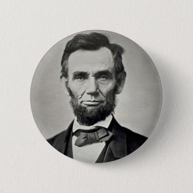 Chapa Redonda De 5 Cm Retrato de Abraham Lincoln Gettysburg (Anverso)