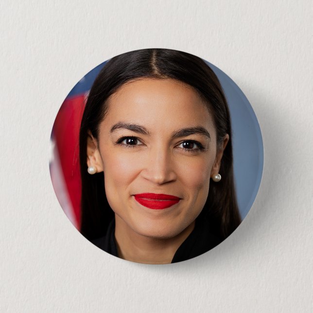 Chapa Redonda De 5 Cm Retrato de Alexandria Ocasio Cortez (Anverso)