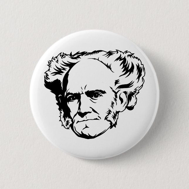 Chapa Redonda De 5 Cm Retrato de Arthur Schopenhauer (Anverso)