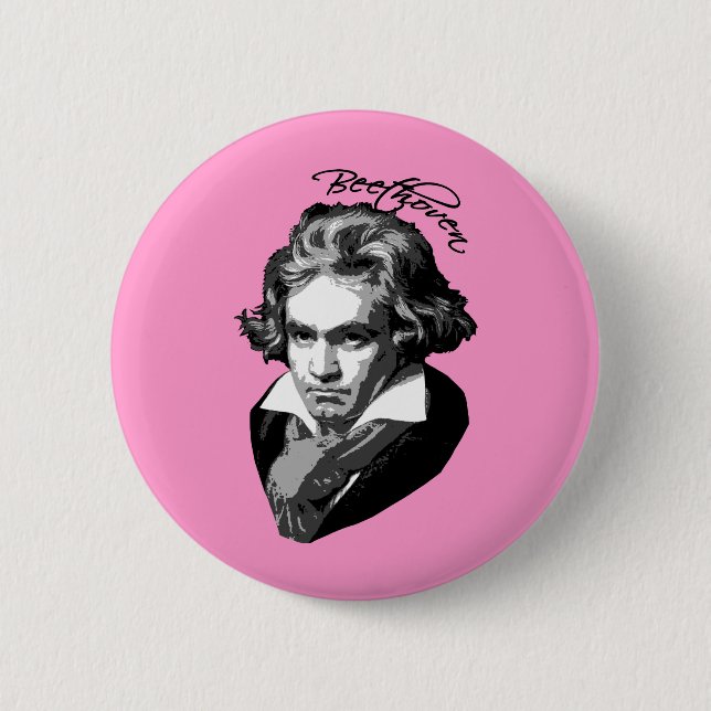 Chapa Redonda De 5 Cm Retrato de Beethoven en las camisetas, tazas, (Anverso)