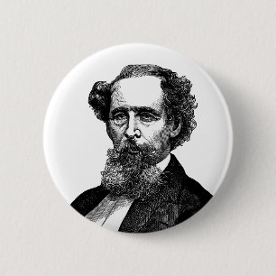 Chapa Redonda De 5 Cm Retrato de Charles Dickens