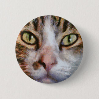 Chapa Redonda De 5 Cm Retrato De Cierre De Gato De Tabby De Larga Duraci