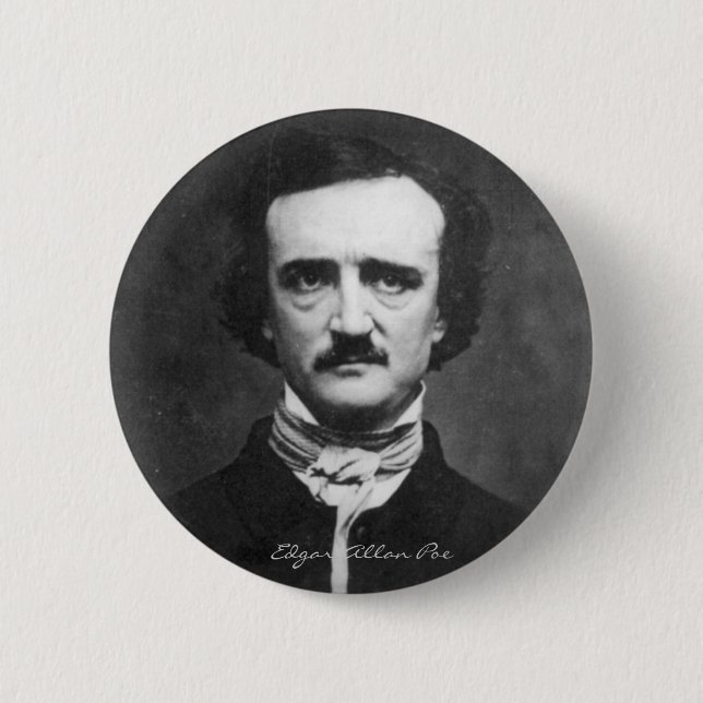 Chapa Redonda De 5 Cm Retrato de Edgar Allan Poe (Anverso)