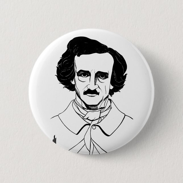 Chapa Redonda De 5 Cm Retrato de Edgar Allan Poe (Anverso)