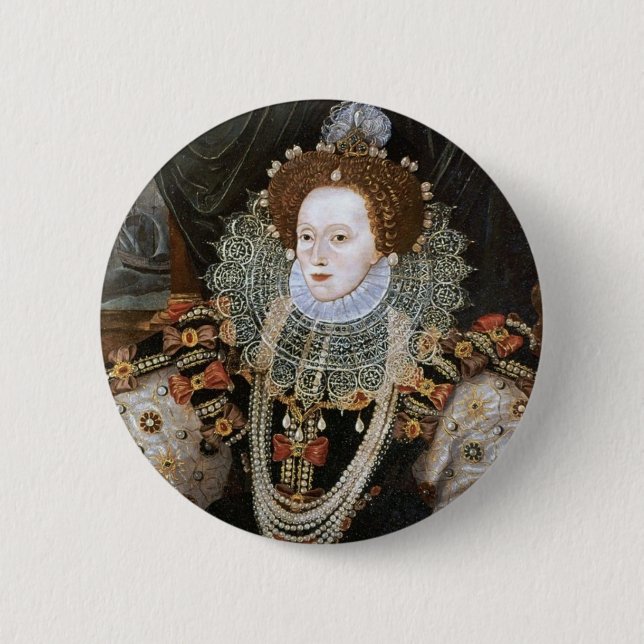 Chapa Redonda De 5 Cm Retrato de Elizabeth I (Anverso)