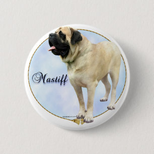 Chapa Redonda De 5 Cm Retrato de Fawn Mastiff