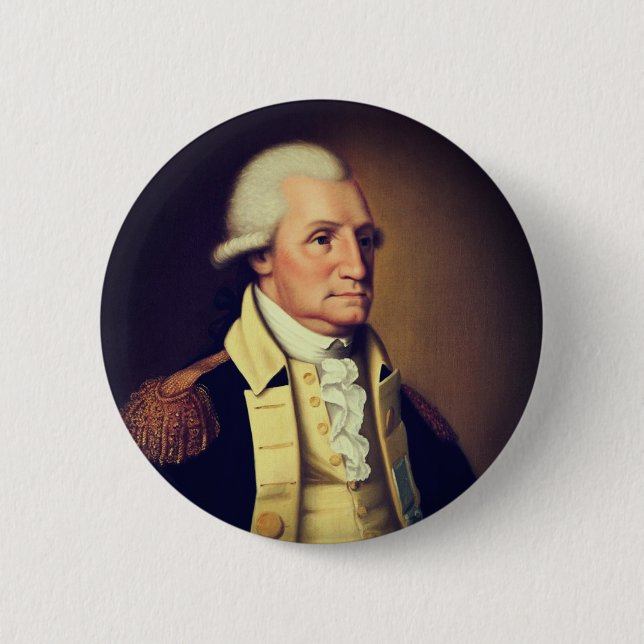 Chapa Redonda De 5 Cm Retrato de George Washington (1790) (Anverso)