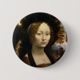 Chapa Redonda De 5 Cm Retrato de Ginevra de Benci de Leonardo da Vinci
