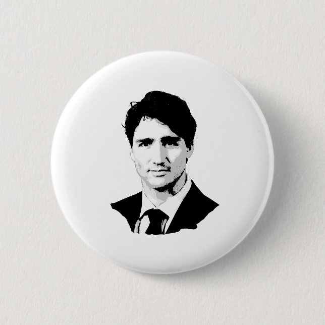 Chapa Redonda De 5 Cm Retrato de Justin Trudeau (Anverso)