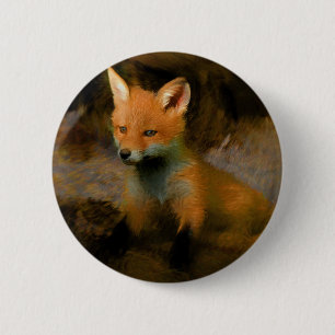 Chapa Redonda De 5 Cm Retrato de Little Baby Fox Cub