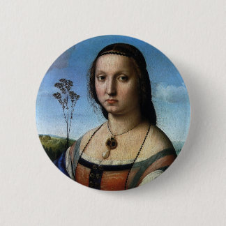 Chapa Redonda De 5 Cm Retrato de Maddalena Doni por Rafael Sanzio