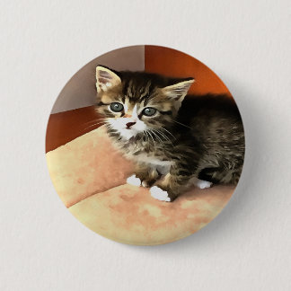 Chapa Redonda De 5 Cm Retrato de Mascota de gatitos de Tabby