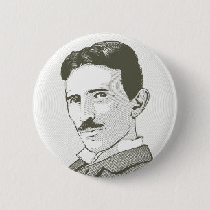 Chapa Redonda De 5 Cm Retrato de Nikola Tesla